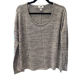 Old Navy Gray Marled Long Sleeve Knit Top Medium Tall Soft Lightweight